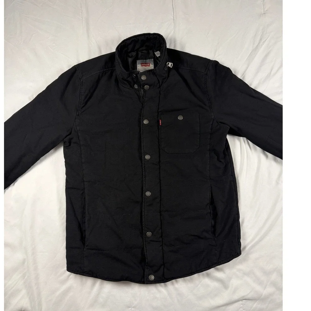 Levi's Small Black Ripstop‎ Utility Jacket Quilted Lining Workwear Shacket